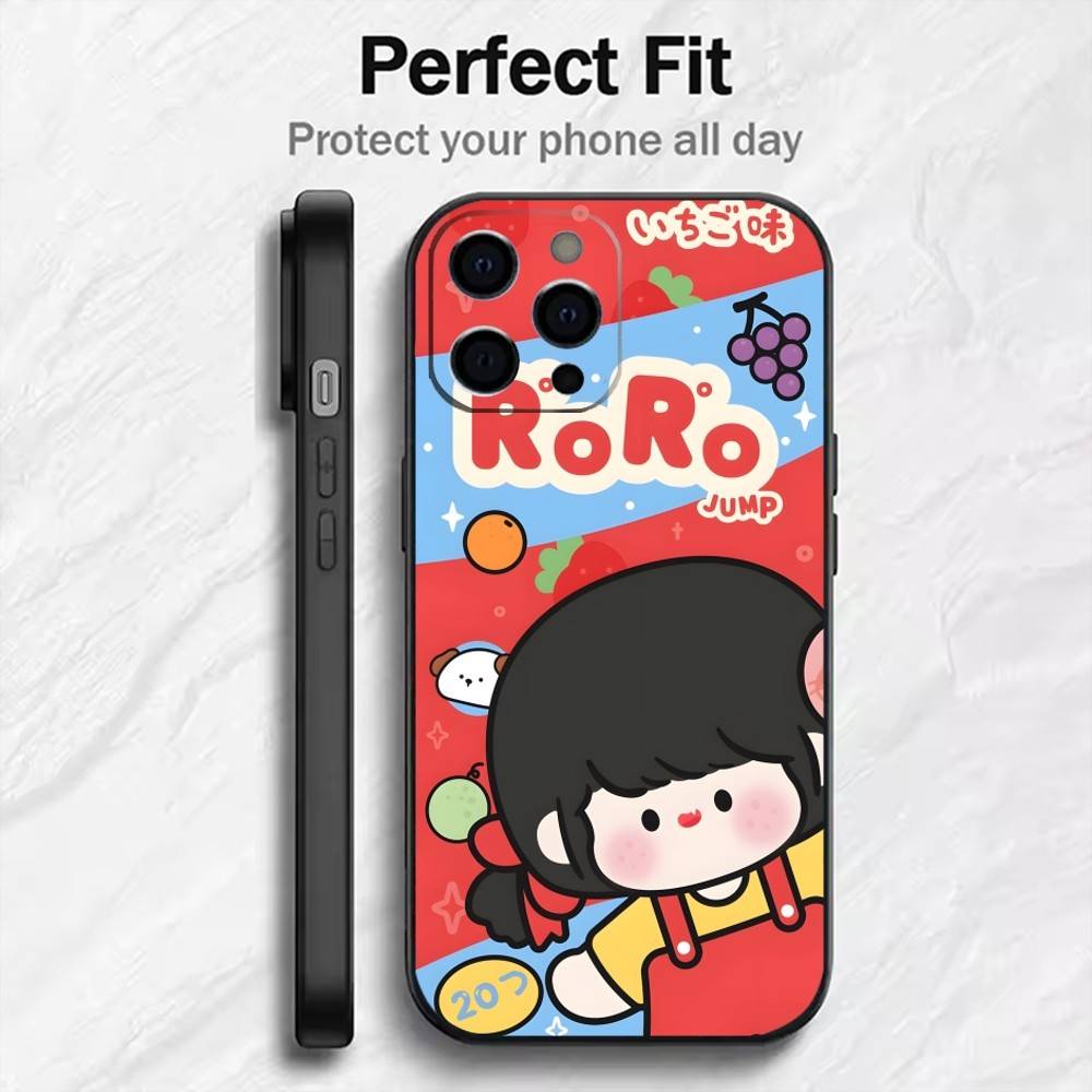 

Cute Cartoon ROROjump Phone Case For iPhone17,16,15,14,13,12 Plus,Max Soft Silicone Black Cover iPhone14ProMax