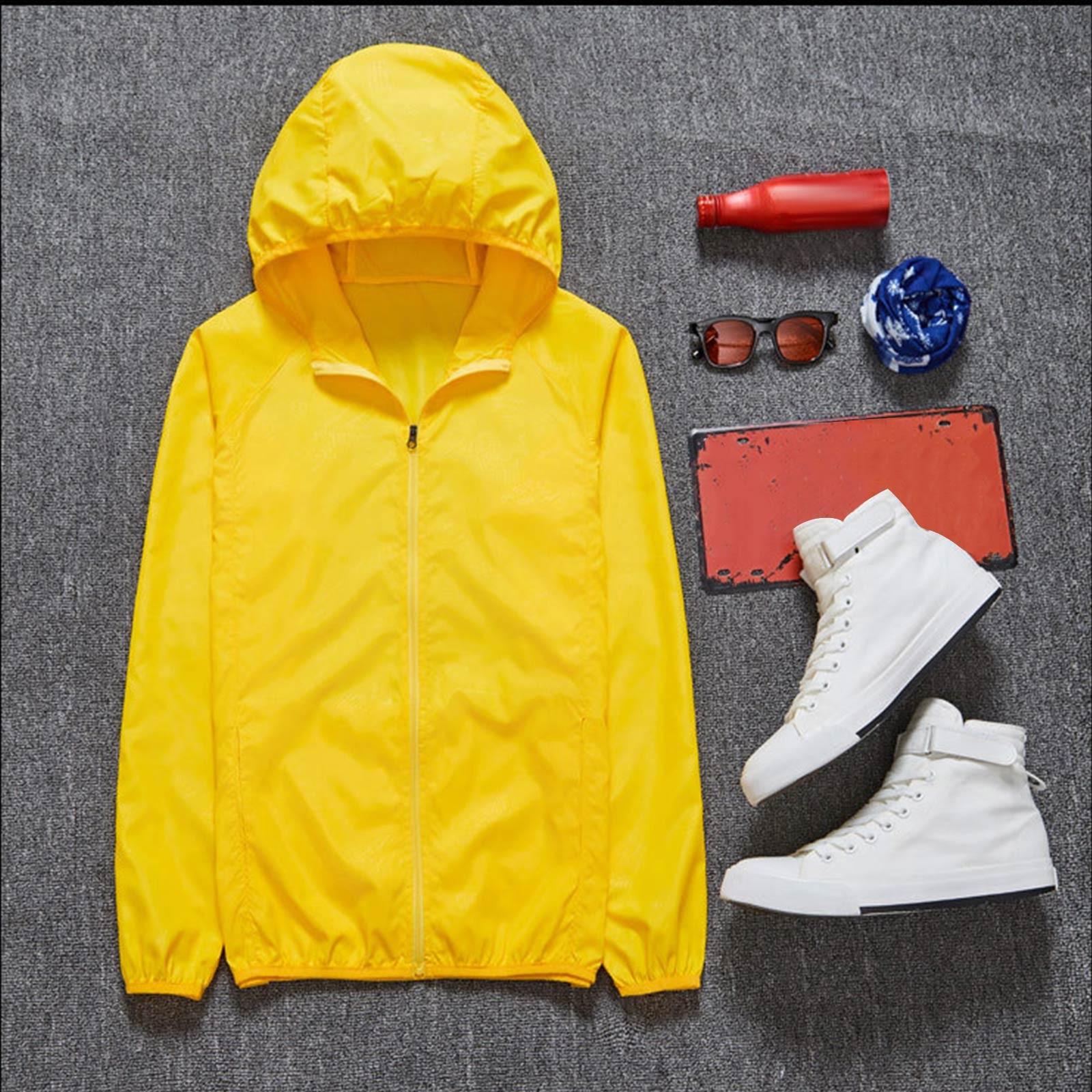 

Женская однотонная куртка с капюшоном и длинными рукавами, ветровка, солнцезащитная куртка, спортивная куртка на открытом воздухе XXL жёлтый