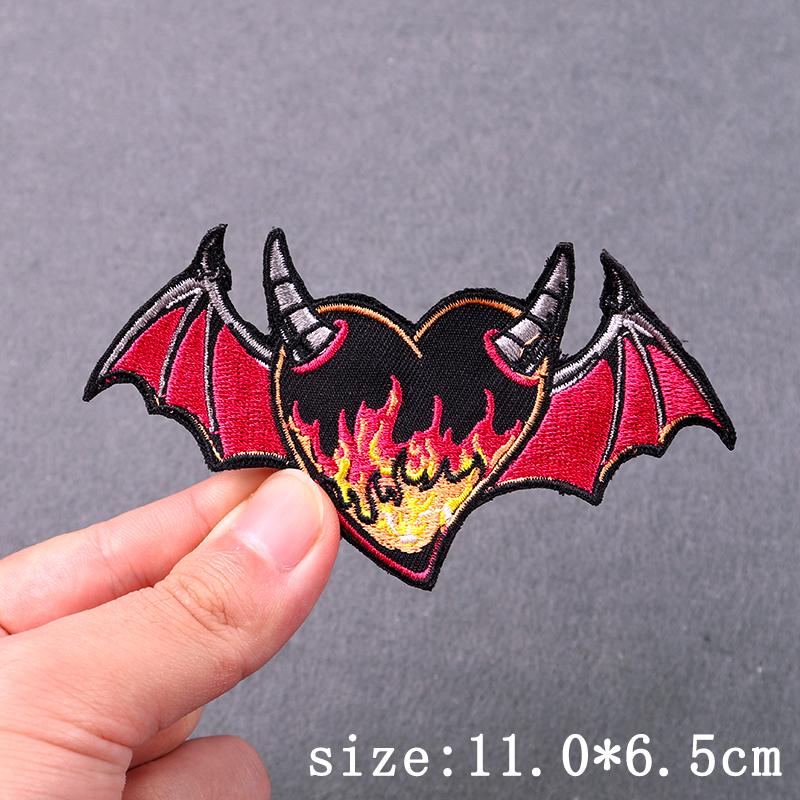 Demon Skull Patch Iron On Embroidery Patches For Clothing Thermoadhesive Patches For Clothes Hip Hop Punk Patch Stickers Badges