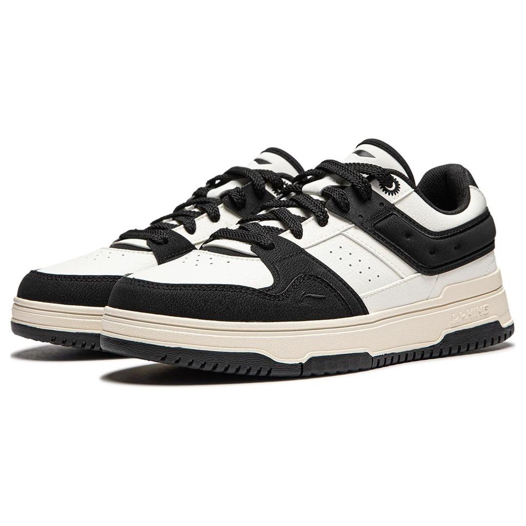 Li Ning Tian Ji 2.0 Casual Versatile Thick Sole Height Increasing Non-Slip Wear-Resistant Low-Top Skate Shoes Men Sneakers White Black AGCU193-7