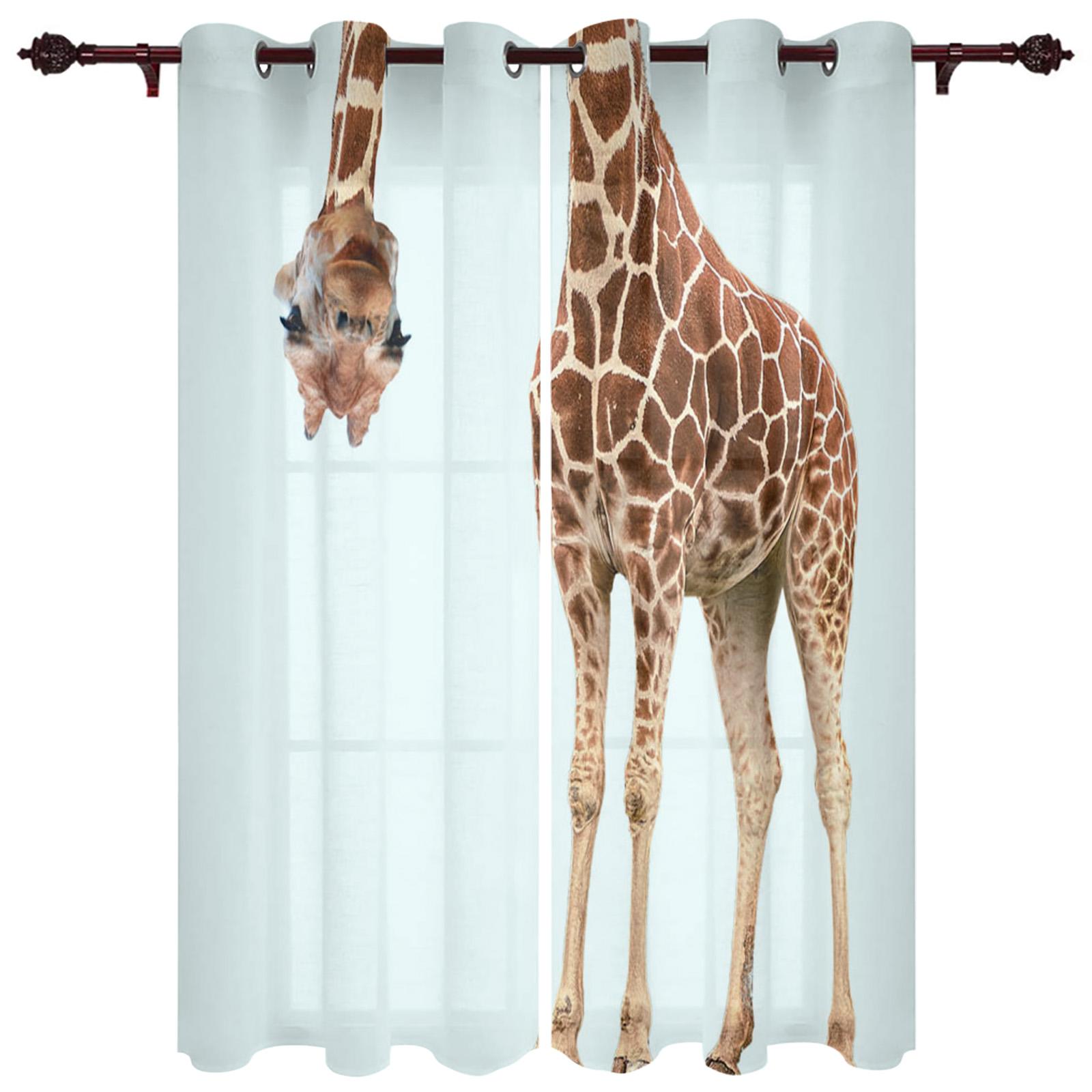 

Fun Giraffe Animal Africa Watercolor Window Curtains Curtains for Living Room Decorative Items Living Room 135W x 60H(cm)