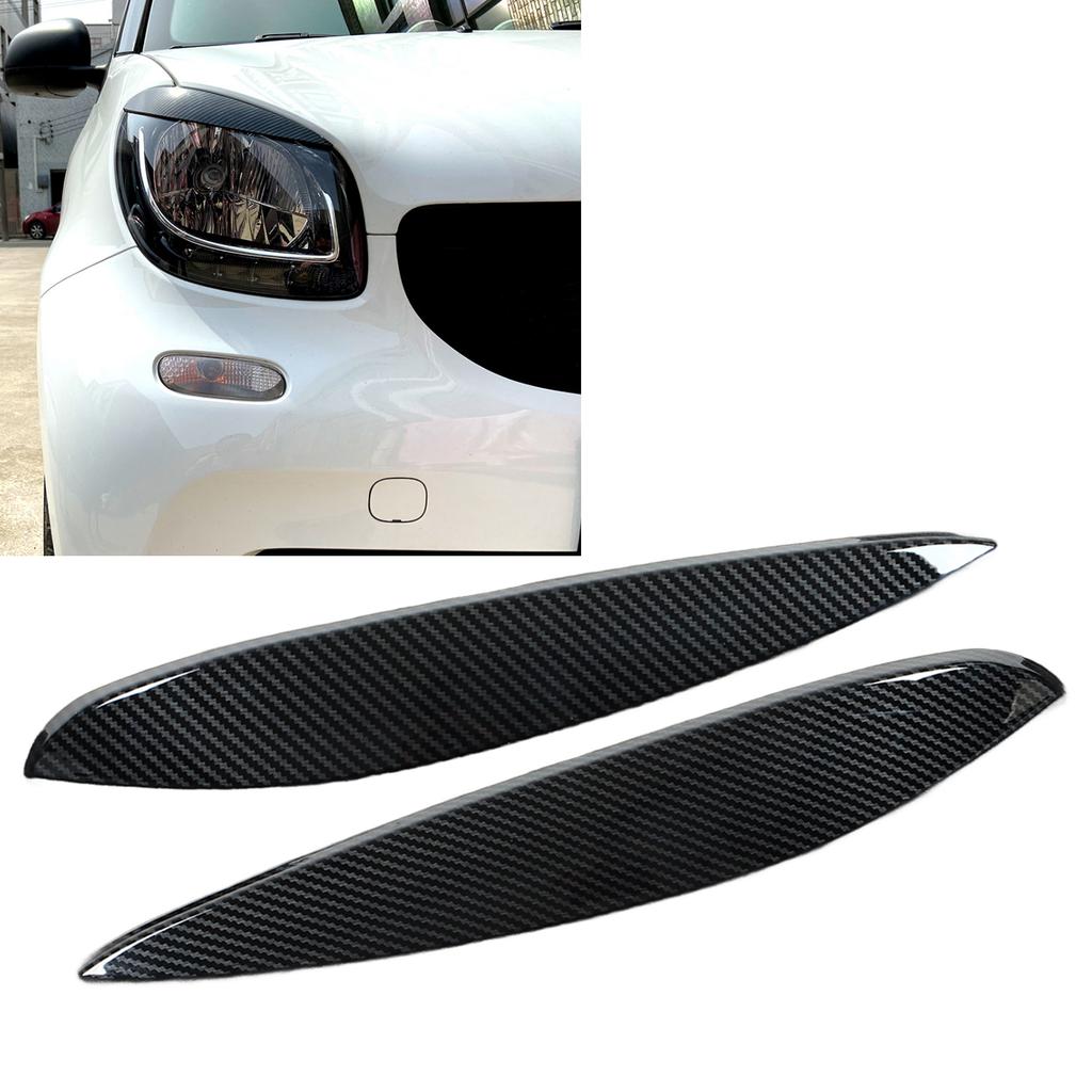 2pcs Headlight Eyebrow Left Right ABS Replacement for   Smart 453 Fortwo Forfour 2015‑2020