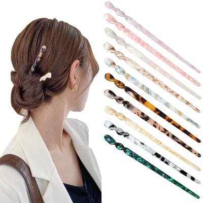 Chinese Style Hair Sticks Vintage Acetate Resin Chopstick Women Hairpins Hair Clip Pin Headwear Wedding Hair Jewelry Accessories