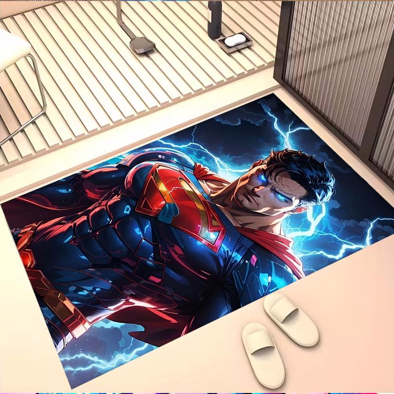 Superman Print Rug, Washable Floor Carpet, For Entryway Dorm Laundry Room Office Study, Home Decor Birthday Christmas Gift