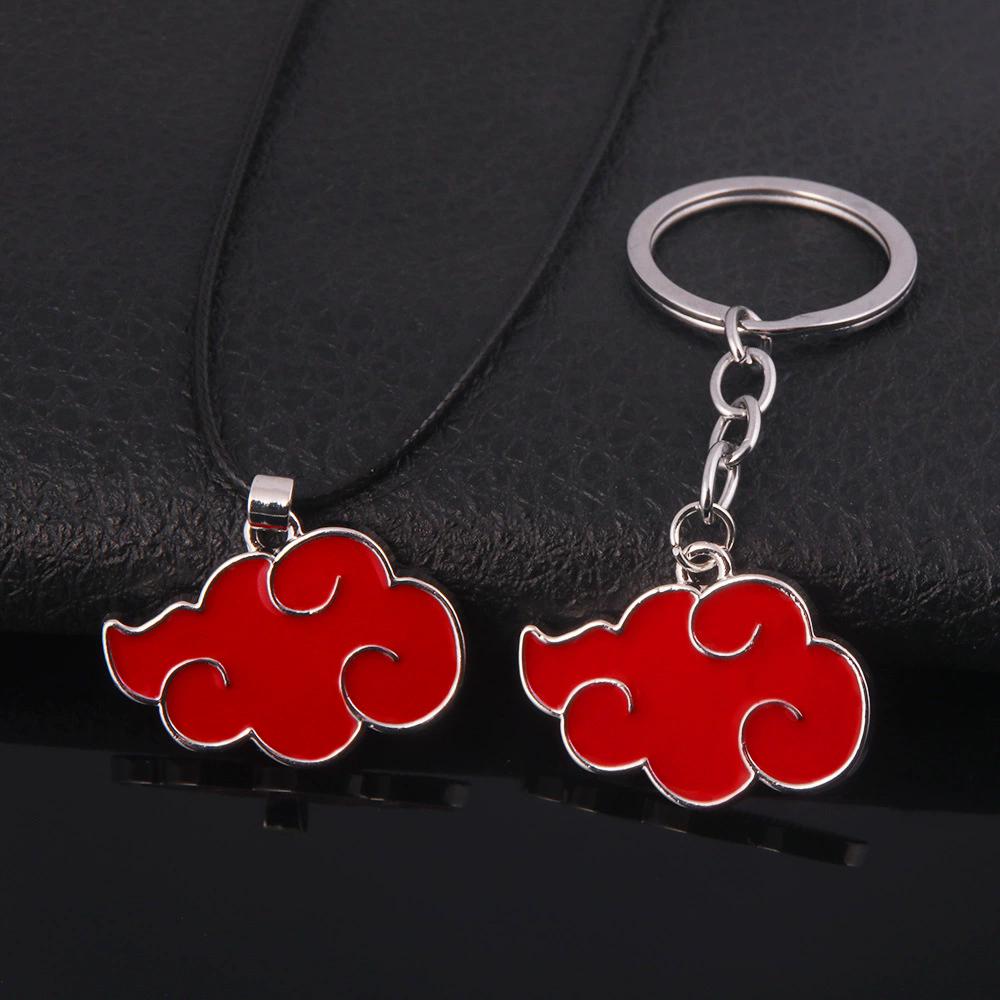 Japanese Anime Naruto Cosplay Akatsuki Organization Red Cloud Sign Metal Unisex Pendant Trendy jewelry Women Men Necklace