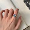 Xiaomi 925 Sterling Silver Rings For Women Blue CZ Narrow Simple Minimalist Open Adjustable Finger Rings Fashion Band Female Bijoux