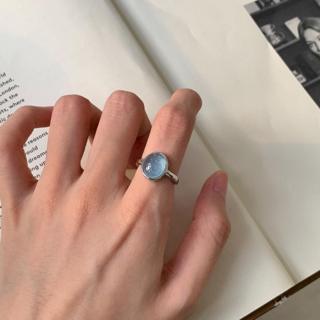 Xiaomi 925 Sterling Silver Rings For Women Blue CZ Narrow Simple Minimalist Open Adjustable Finger Rings Fashion Band Female Bijoux
