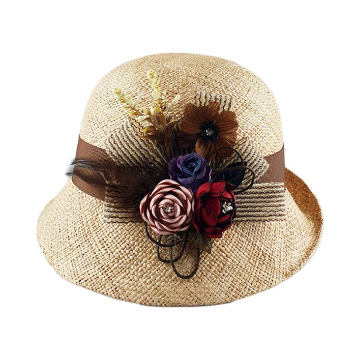 Kaliseumontapone Basil Raffia Retro Cloche Straw Hat I