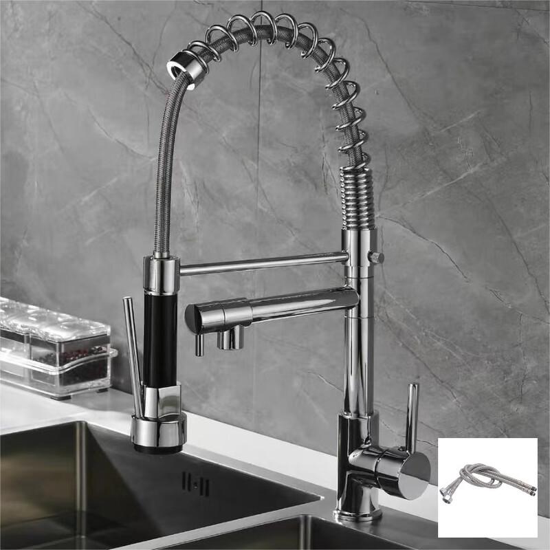 TLXT Dual-Function Pull-Out Brass Kitchen Faucet