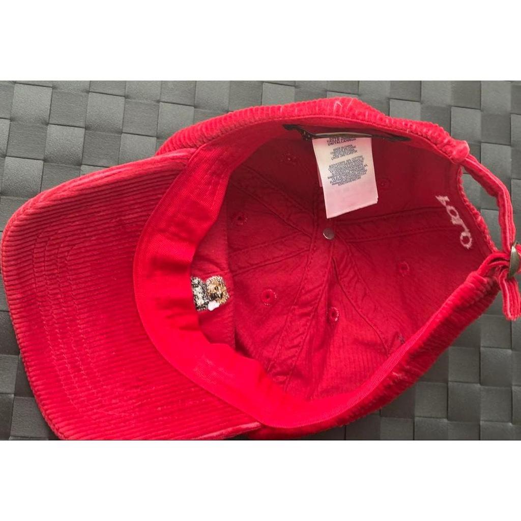 Used POLO RALPH LAUREN Polo Bear Corduroy Cap Red