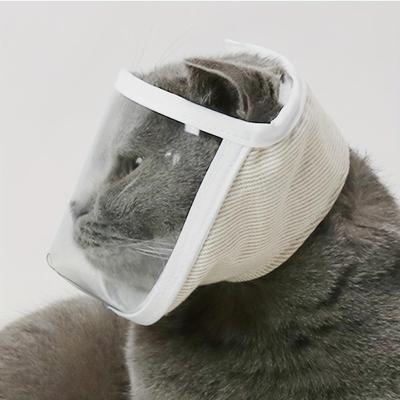 Maschera trasparente per gli occhi di gatto, anti-morso e anti-richiamo, maschera per il viso anti-morso e pulente, copricapo traspirante e con visione aperta per gatti selvatici.