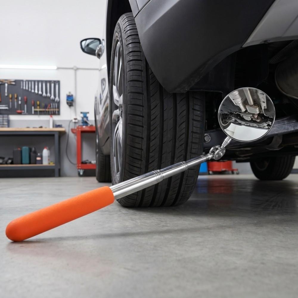 Swivel Head Telescopic Inspection Mirror Round Lens Inspection Mirror  Undercarriage Inspection