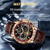 Męski Modny Luminous Zegarek Kwarcowy Trzy Oczy Chronograf Faza Księżyca Wodoodporny Wielofunkcyjny Modny Zegarek z Kołem Zamachowym