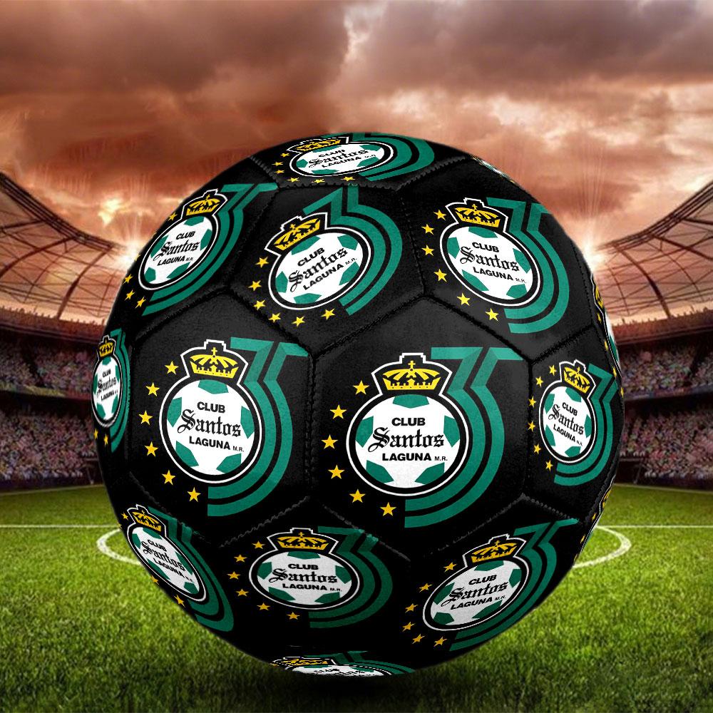 Club Santos Laguna Print Size 5 Soccer Ball, Standard Match Football for Sports Game and Team Practice, Ideal Gift for Soccer Fans