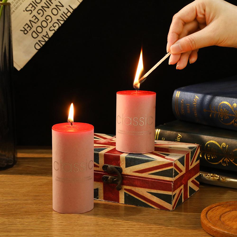 Classic European Red Large Cylinder Candle Odorless Romantic Wedding Hotel Decoration Thick Candle