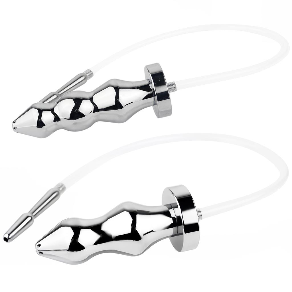 Male Stainless Steel Prostate Massager Sounding Gay Bead-Style Anal Plug with Penis Sound Urethral Anal Insertion Toy