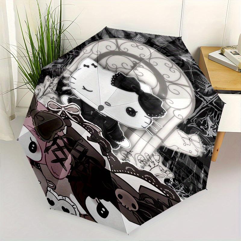 

Gothic Hello Kitty Automatic Umbrella-Foldable, Durable 8-Bone Design, Compact and Stylish, Great for Camping, Halloween, Christmas, Mother