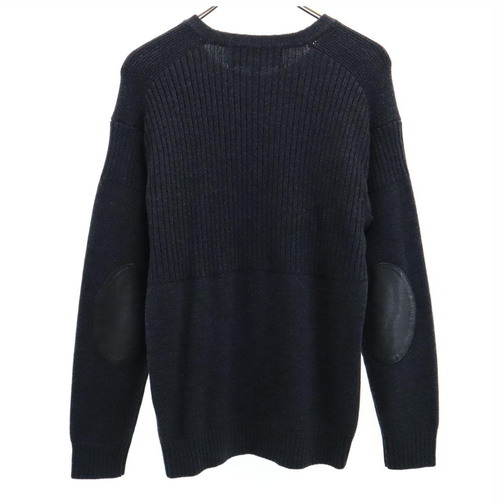 COACH wool Long sleeve Elbow patch sweater XS black knit Men's Used