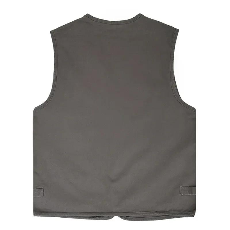 Herren Ärmellose Jacke 100% Baumwolle Weste für Männer Mehrfachtaschen Westen Outdoor Angeln Fotografie Pferdeclip Freizeitkleidung