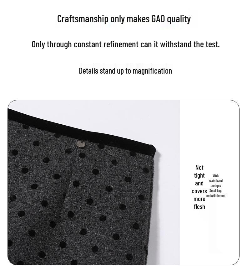 2026 Autumn/Winter Women's High-Waisted Retro Polka Dot Woolen Mini Skirt - Trendy & Slimming Design