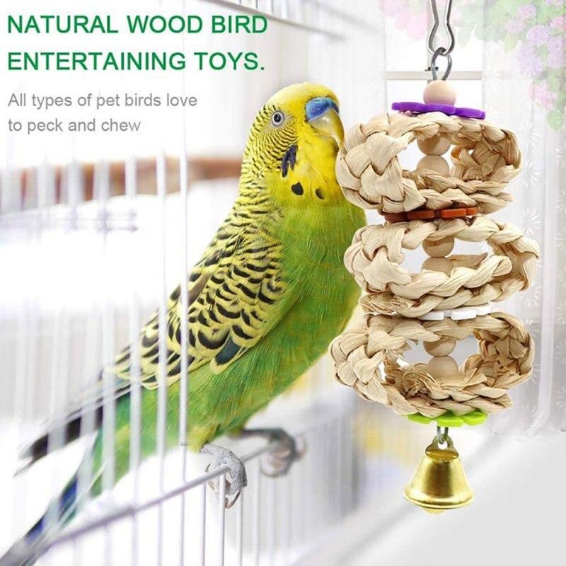 Buy Parrot Toy 9Pcs Wood Birds Standing Swing Chewing Rack Toys