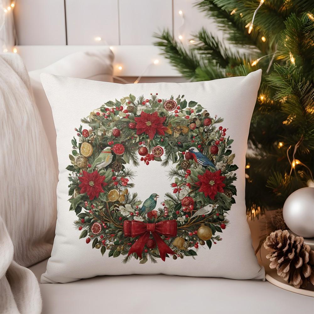 Home Decor Christmas Trees and Snowflakes Throw Pillow Pattern Cushion Cover Suitable for Sofa Bedroom Car Pillow Cover