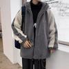 Men's Winter Sherpa Fleece Hooded Jacket - Korean Style Color Block Lambswool Patchwork