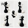Black Chess Decoration King Queen Piece Figurine, 3D Printed Couple Statue, Modern Decor White for Anniversary Wedding Party Home Office Desk