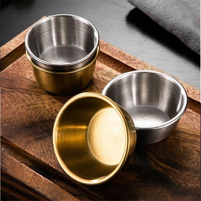 304 Stainless Steel Sauce Dish Bowl Round Tomato Sauce Dispenser Mini Plate oil Container BBQ Tableware Table Service