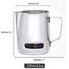 1 12/20oz Milk Frothing Pitcher with Temperature Display Stainless Steel Milk Frother Pitcher Jug Cup for Latte Art  2 3
