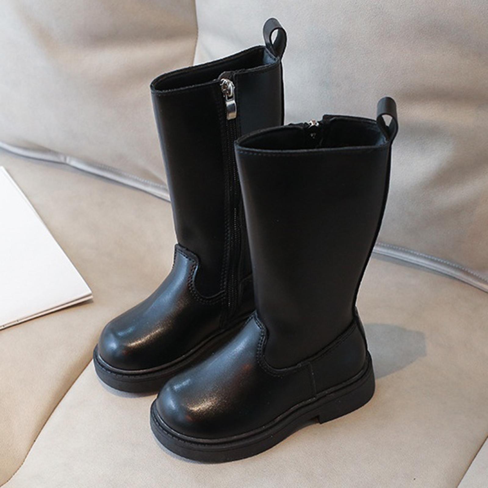 

Winter Baby Girls Boots Fashion Warm Plush 2026 Kids Biker Boots Outdoor Non-slip Retro High Top Princess Girls Causal Shoes 18-24 Months чорний