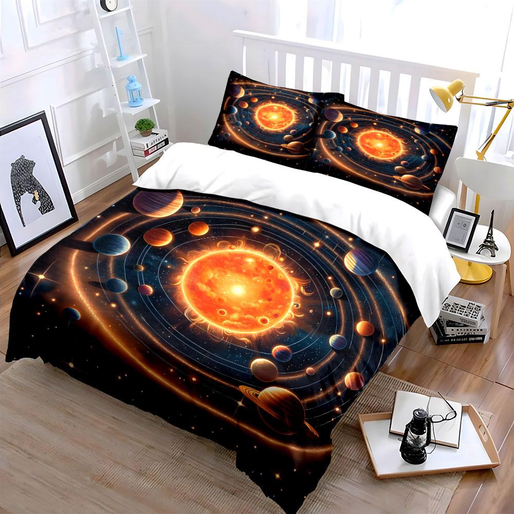 Solar System Decorative Art Set Soft Comfortable Duvet Cover Bedding Set Included 1*Duvet Cover & 2*Pillowcases, Gift