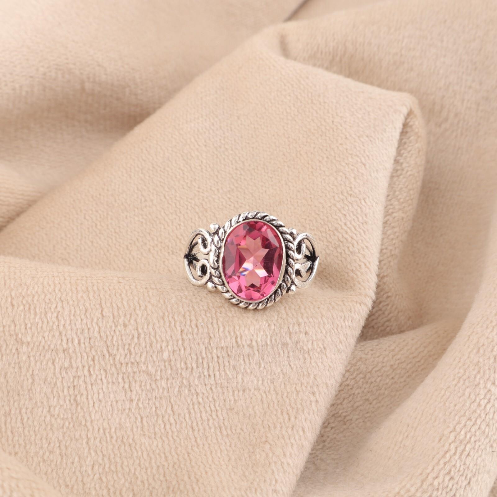 

Natural Pink Tourmaline Gemstone 925 Solid Silver Jewelry Handmade Ring For Her RR-8-18 13