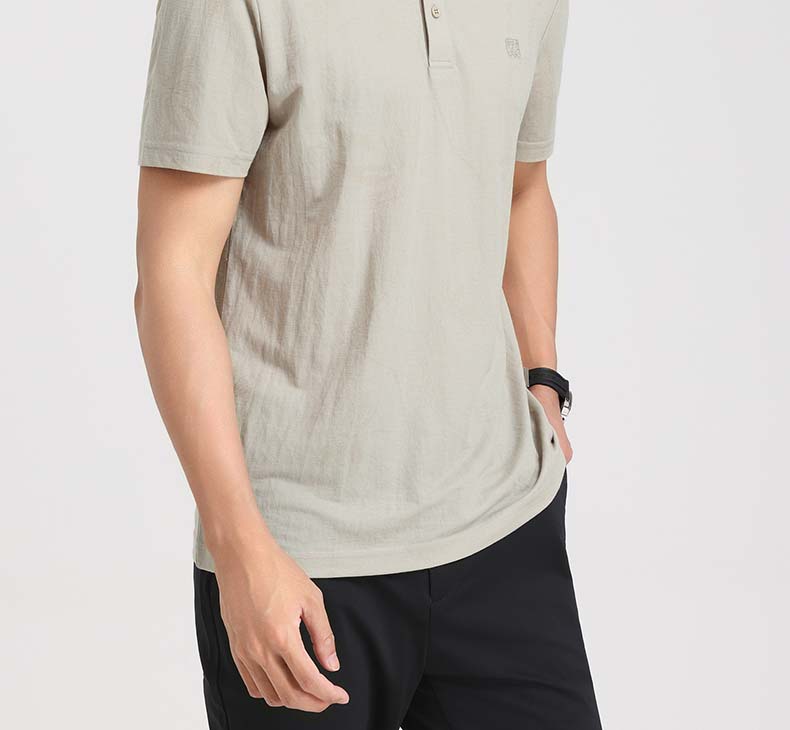 Langdeng Men's Breathable Short-Sleeved Polo Shirt