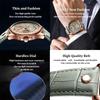 POEDAGAR Men Watch Fashion Top Luxury Sport Wristwatch Waterproof Luminous Leather Date Quartz Man Watches + Box