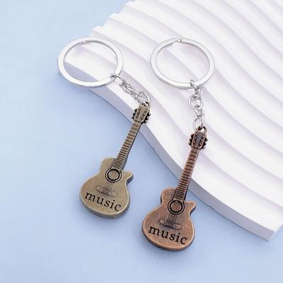 Fashion Retro Music Guitar Creative Key Chain Bag Car Key Pendant Cross-Border Sold Jewelry Pendant