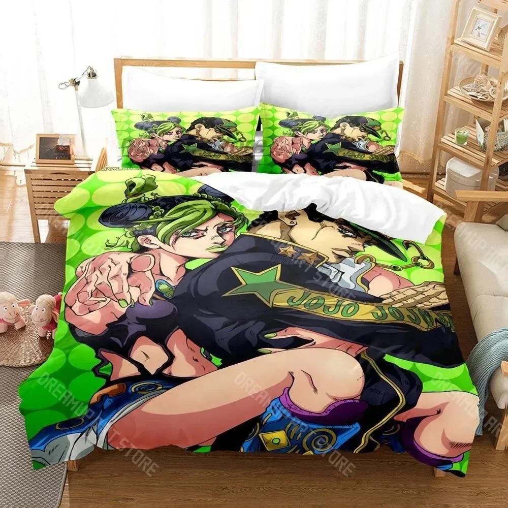 3D Print Anime JoJo Bizarre Adventure Jotaro Kujo Bedding Set Boys Girls Twin Queen Size Duvet Cover Pillowcase Bed Kids Adult