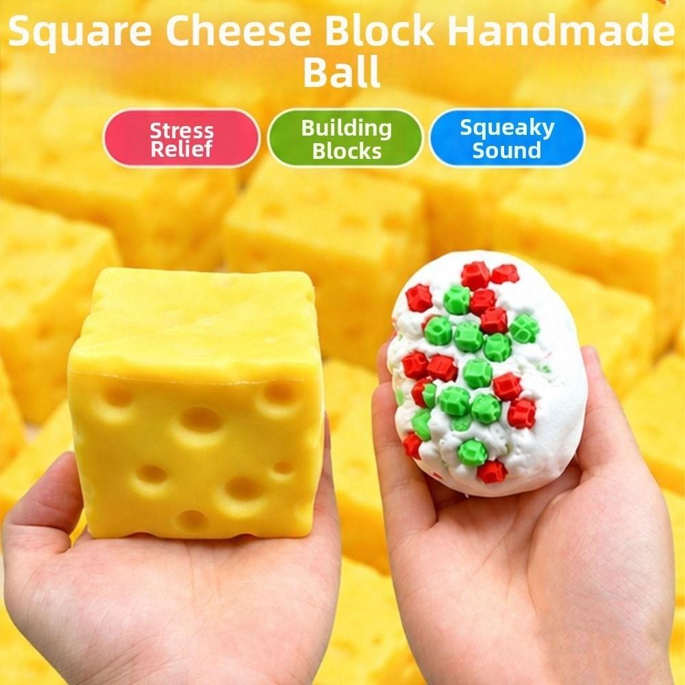 5/7cm Cheese Squeezed Cube Sound Effects TPR Fidget Toy Cheese Stress Ball  Children's Gifts