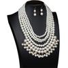 Simulated Pearls Necklace with Earrings Set Exaggerated Pearls Necklaces Present for Women Suitable for Any Occasion