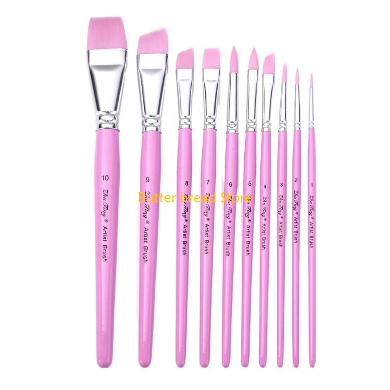 W89C Nylon Bristle Paint Brush for Artist Beginner Oil Acrylics Watercolor Painting