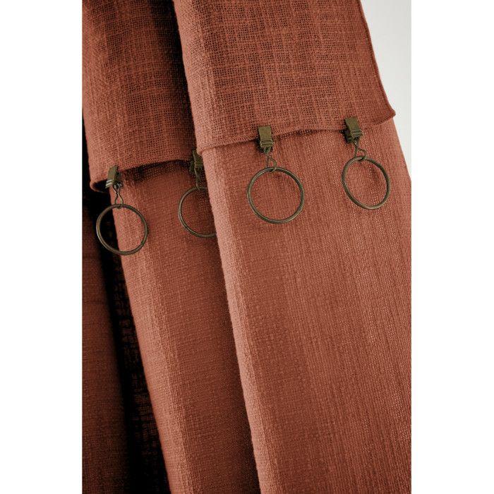 Rideau ajustable + 8 anneaux pince "Sixtine" 140 x 270 cm - Sixtine Terracotta - 2 Panneaux ajustable 140 x 270 cm