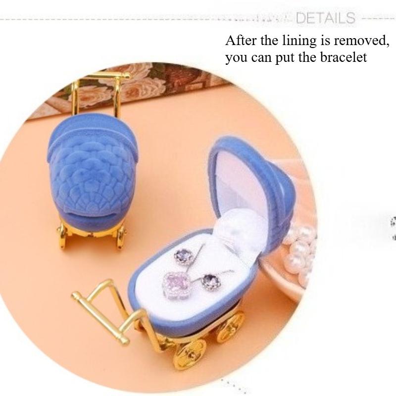 1/2Pcs Velvet Necklaces Box Portable Jewelry Display Holder Storage Case with Stroller Ring Box for Accessories Gift Case