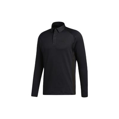 Gebürstetes LS Golf Training Casual Langarm Polo Herren Tops Schwarz FS6844