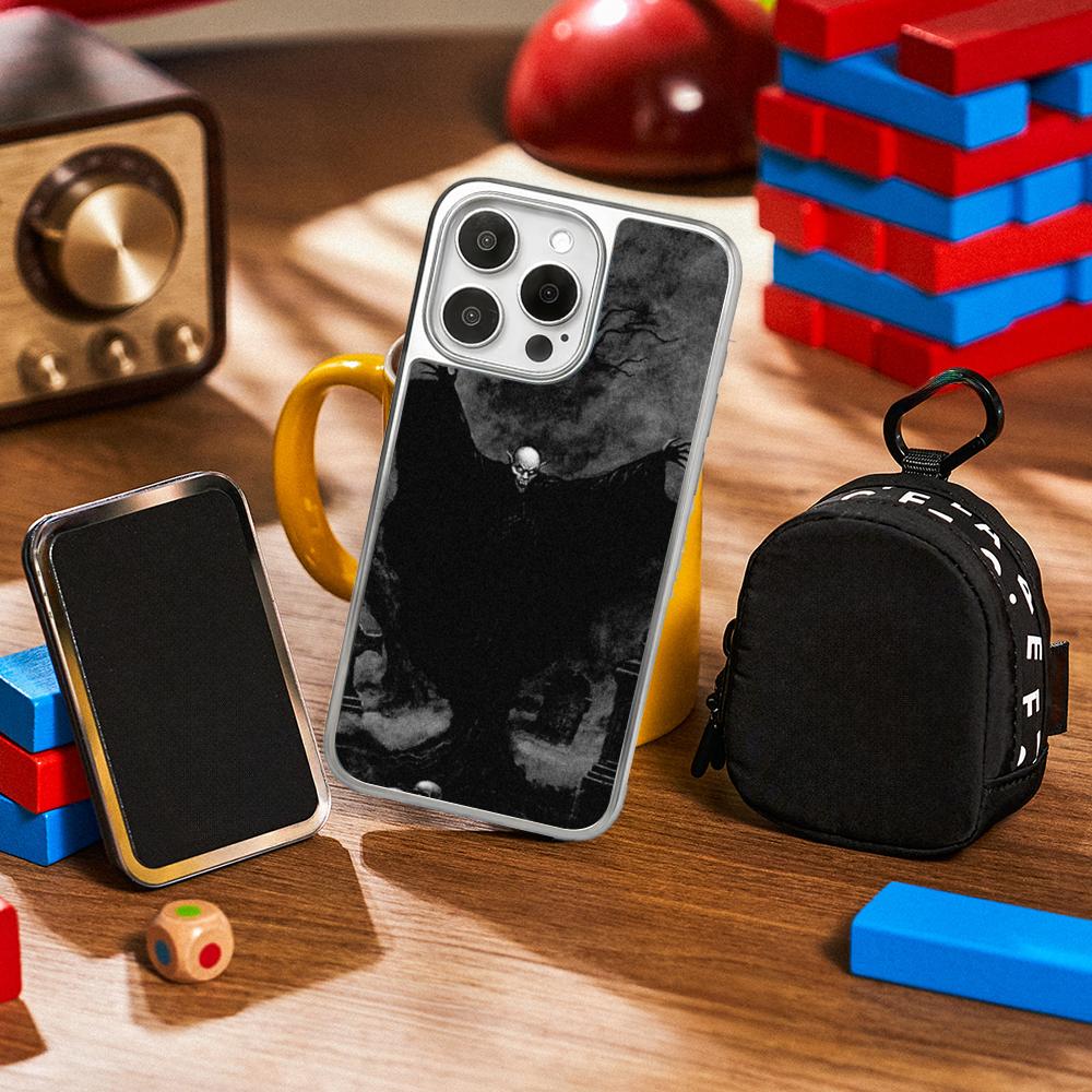 

Super cool vampire fashion pattern design Phone Case for iPhone 16 15 14 13 12 11 Pro Max Sheepskin Silver-edged protective case iPhone14Plus