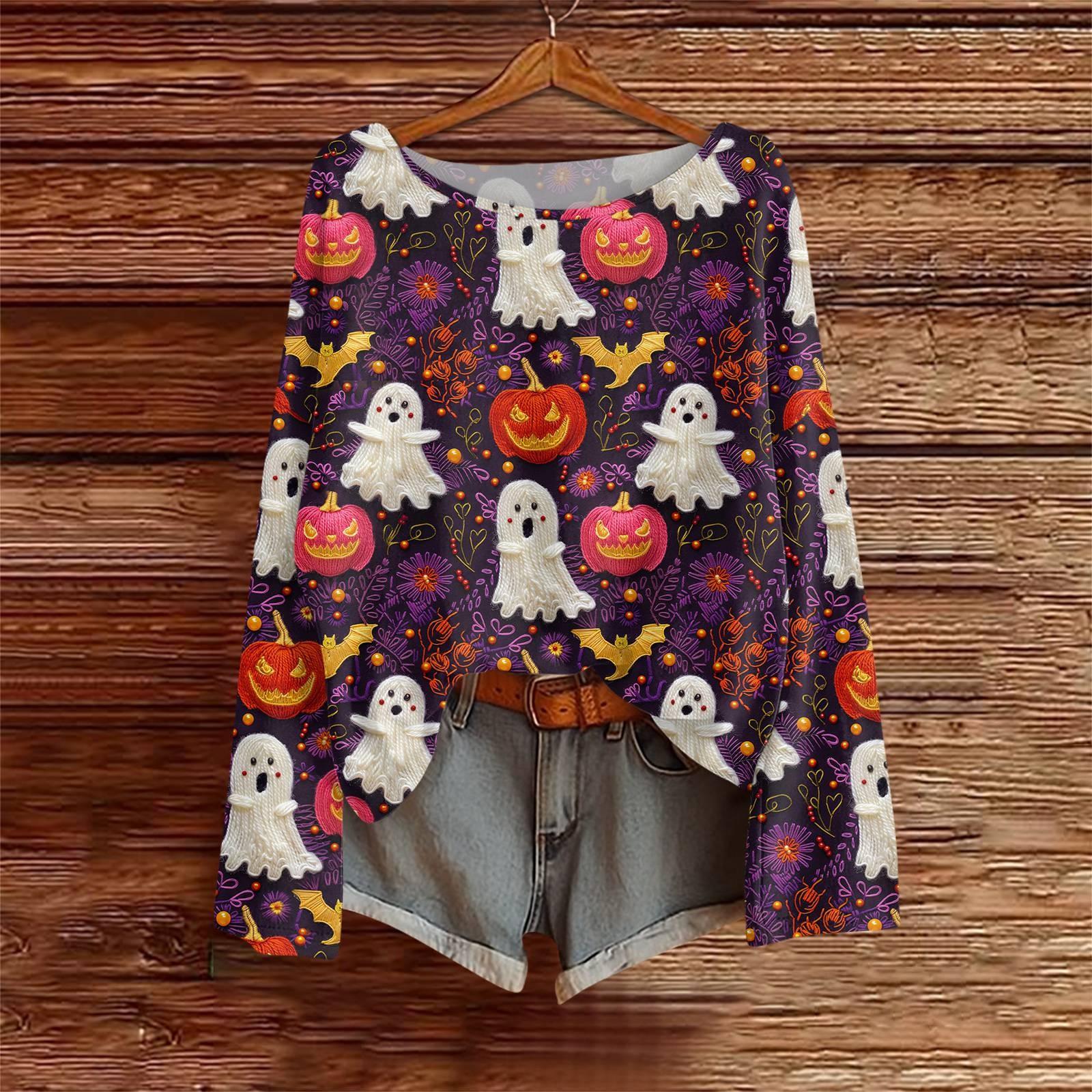 

Long Sleeve Shirts For Women Print Graphic Tees Blouses Casual Plus Size Basic Tops Pullover XL