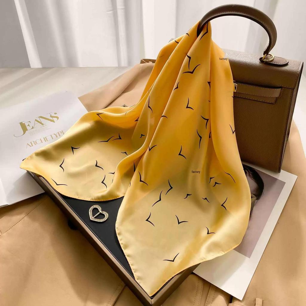 Women's Korean Style Retro Printed Imitation Silk Scarf for Professional and Casual Use