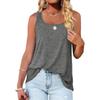 2024 New European and American Summer Sleeveless Square Neck Solid Tank Top T-Shirt for Women