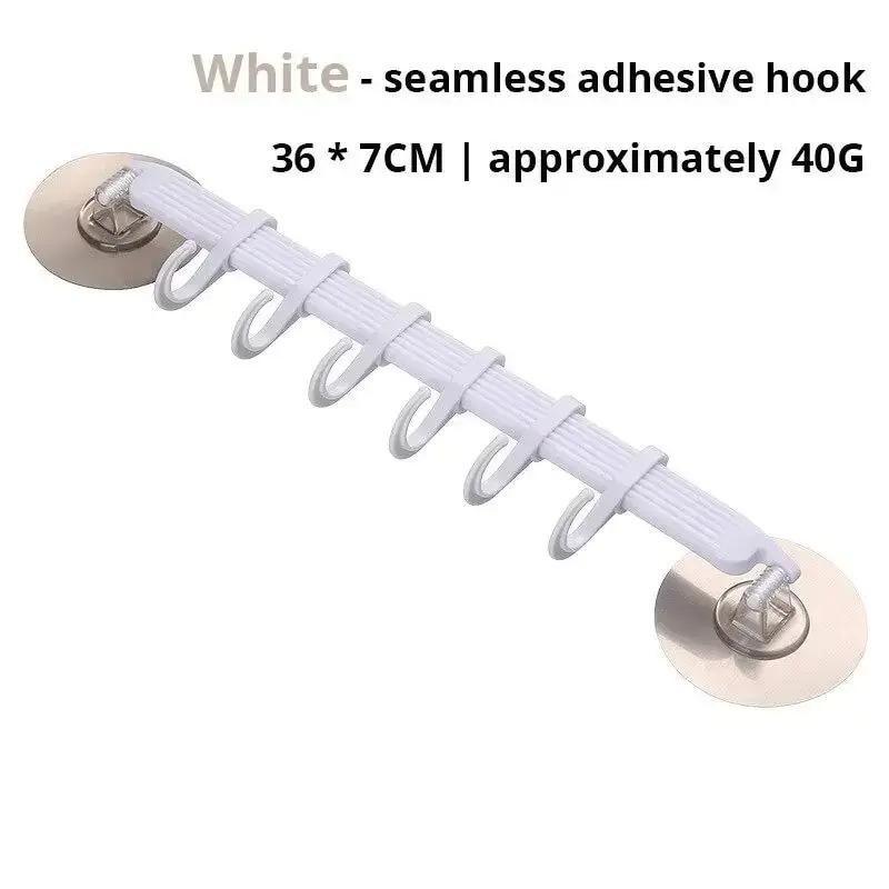 1pc White Suction Cup Type Hook 6 Rows for Kitchen Bathroom Corner Suspension Without Marks Hanger Hook