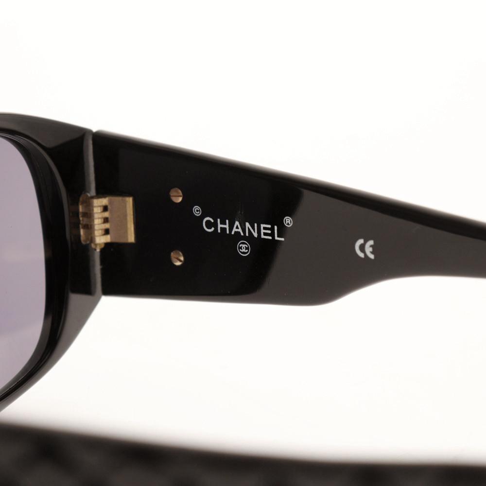 CHANEL COCO Mark sunglasses 94305 Matelasse black plastic Women Used