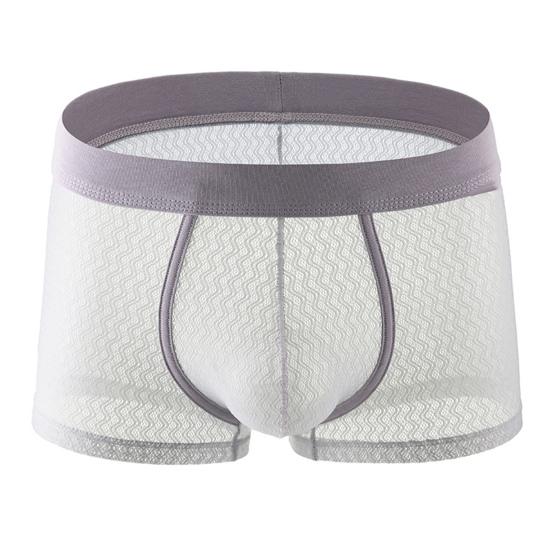 Men Boxer Underwear Summer Mid-rise Solid Color Ice Silk Thin Shorts Briefs Quick-Drying Sexy Panties Daily